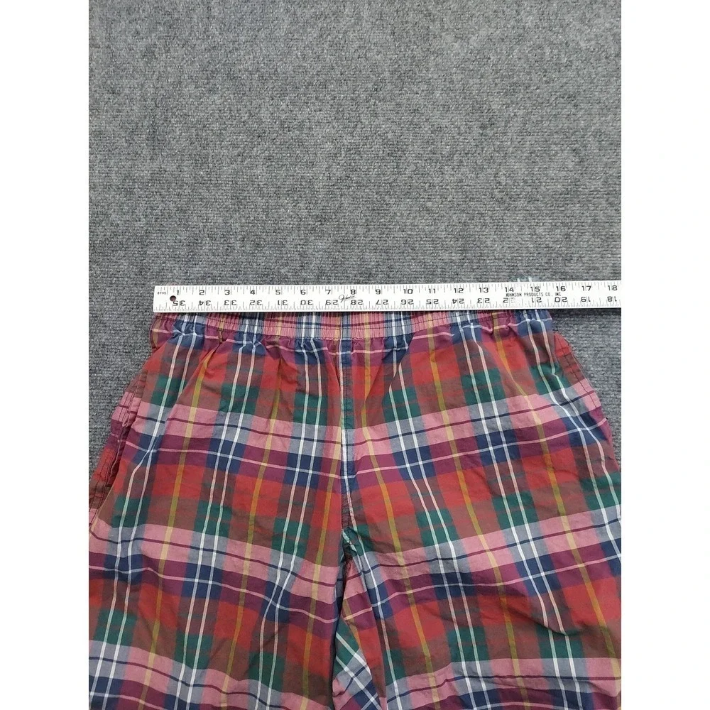 Polo Ralph Lauren Sport Swim trunks Mens Large Red Tartan Plaid Beach Pony